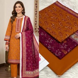 3 piece printed lawn