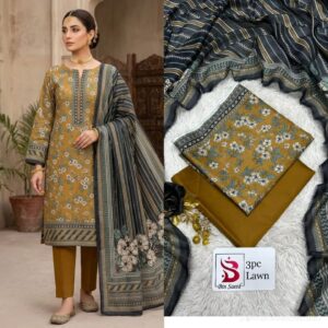 3 piece printed lawn